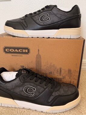 COACH Soho Sneaker Mens 13 NWT Leather With Logo Signature Canvas Black New